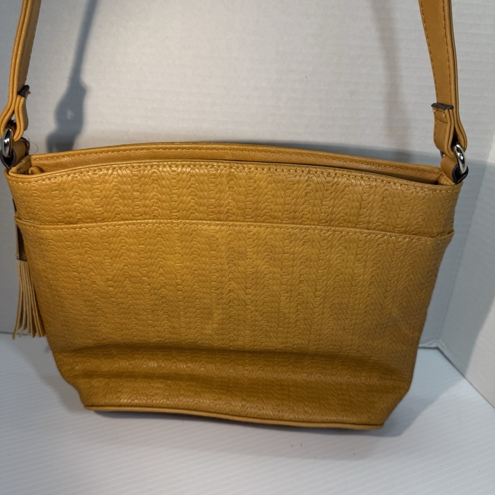 Rosetti Tan Shoulder Bag Faux Leather Zip Compartments Everyday Hobo Purse - Picture 5 of 14